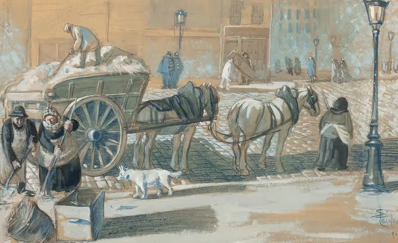 Парижская сцена зимой by Теофиль Александр Стенлен, 1890 — digital art print download