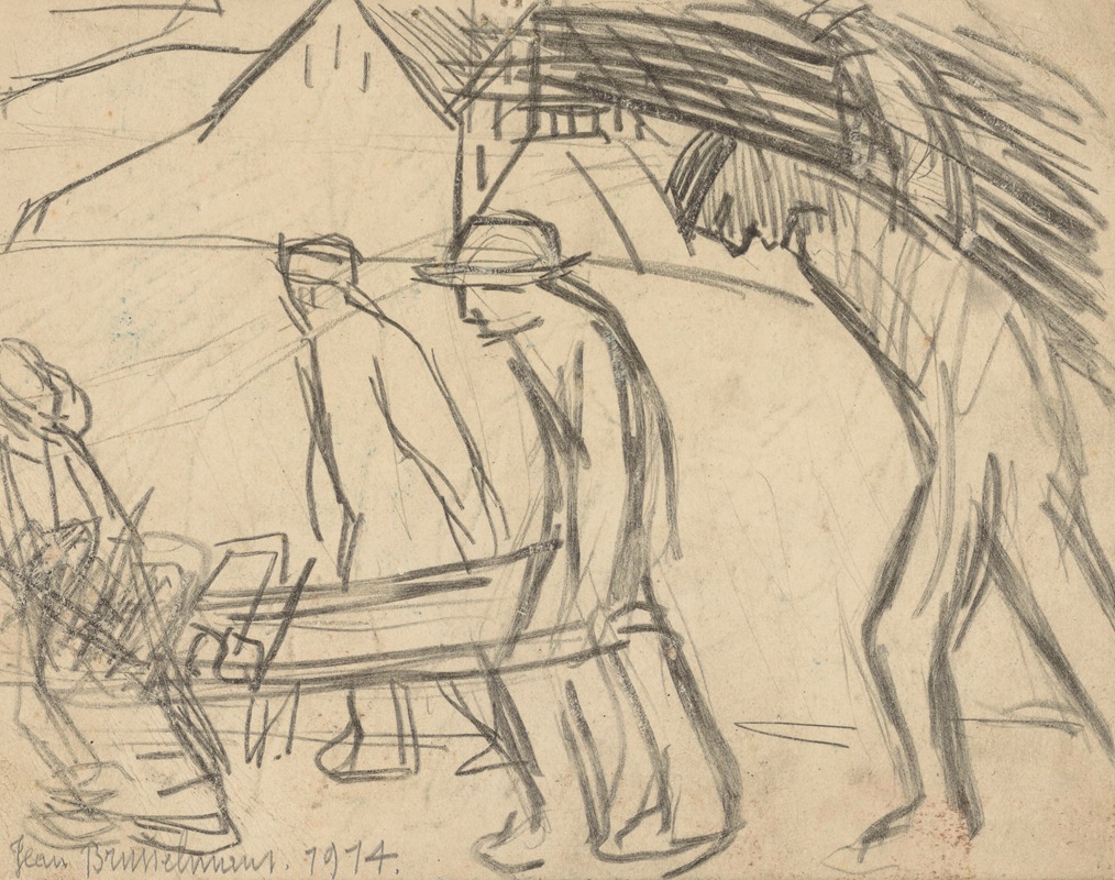 Group of workers by Жан Бруссельманс, 1914 — digital art print download