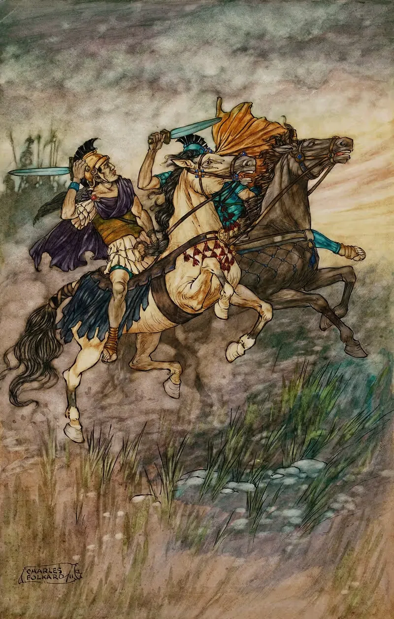 These Two Brave Men Met and Fought — Charles Folkard