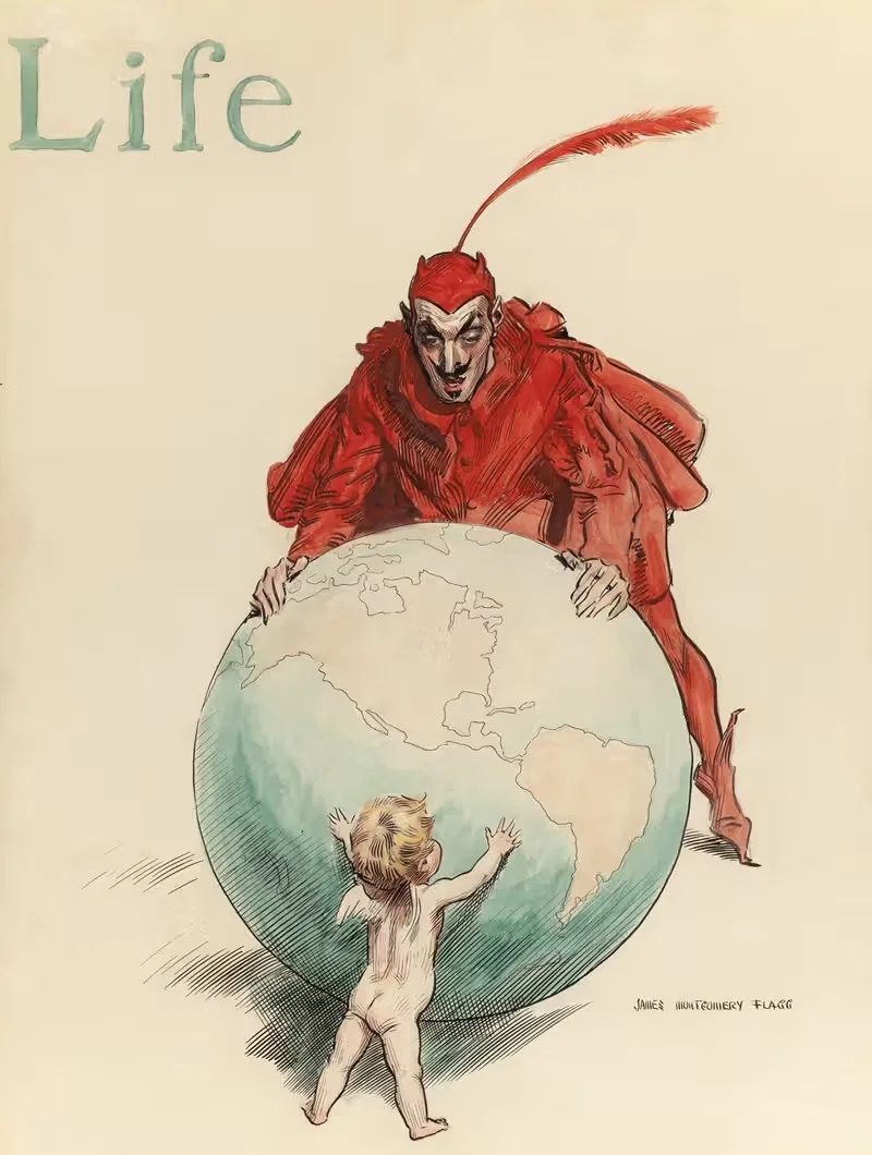 Мир; Добро против Зла by Джеймс Монтгомери Флагг, 1908 — digital art print download