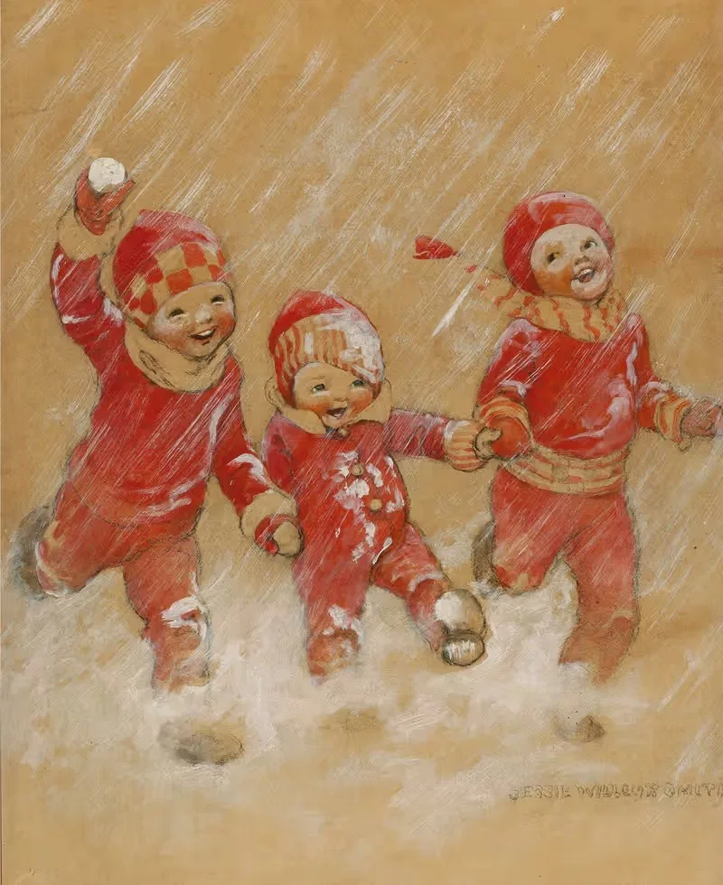 Дети играют в снегу by Джесси Уилкокс Смит — digital art print download