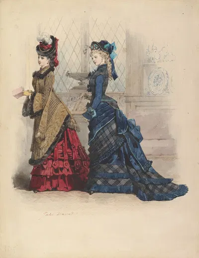 Two Women in Day Dresses by Jules David, 1875 — digital art print download