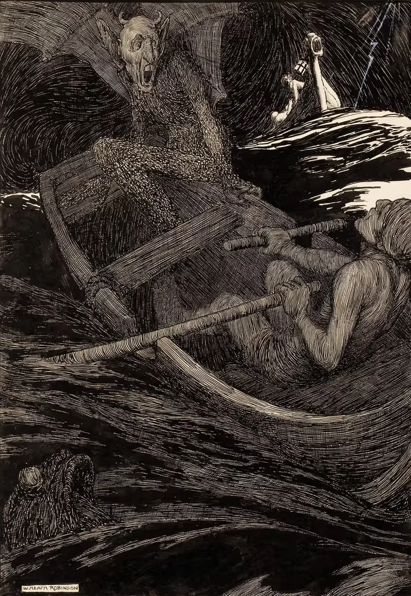 When My Lords the Devils Have a Mind to Recreate Themselves on the Waters — William Heath Robinson