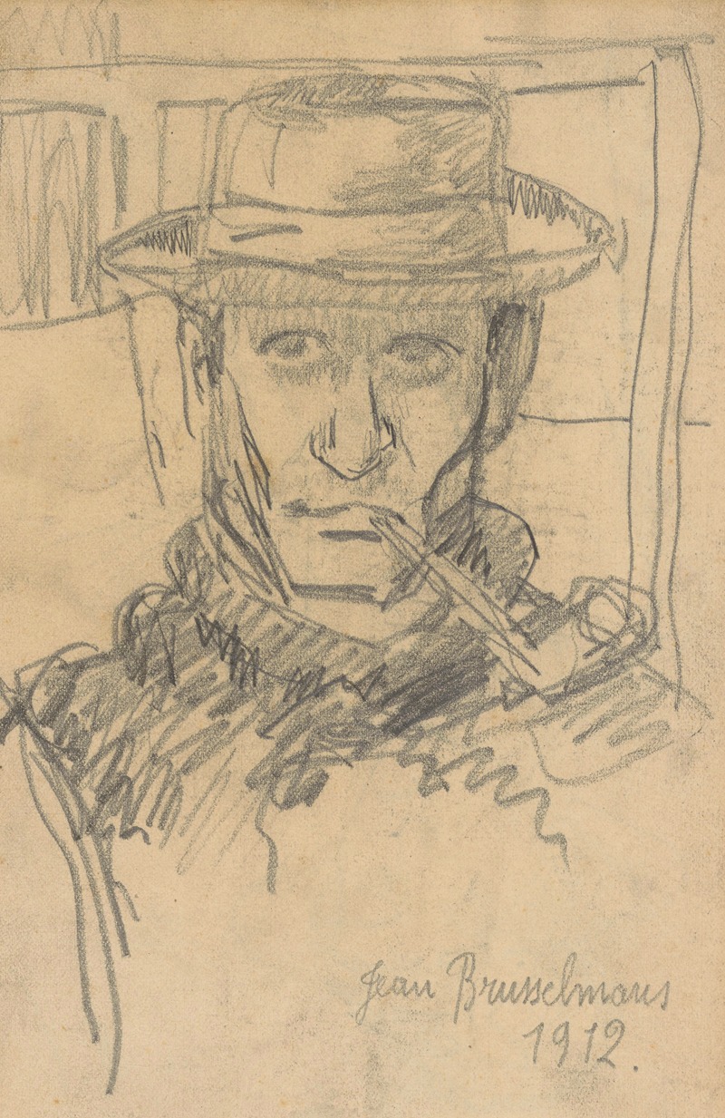 Masuclin figure smoking a pipe by Жан Бруссельманс, 1912 — digital art print download
