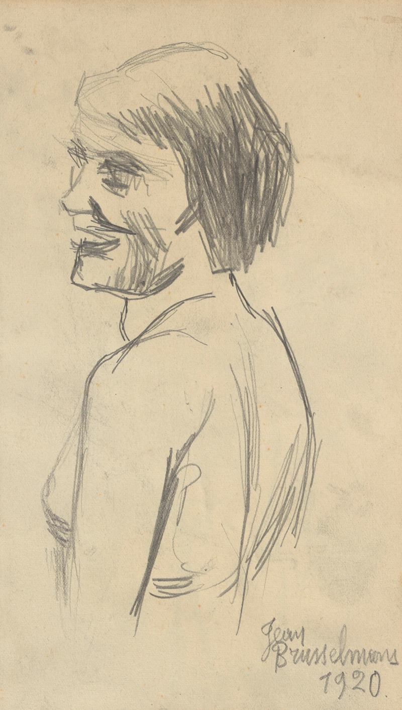 Nude female bust, in profile by Жан Бруссельманс, 1920 — digital art print download