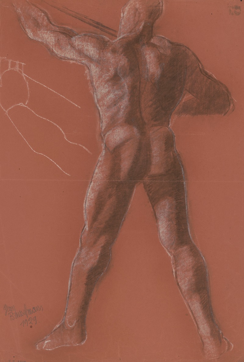 Nude man, back view by Жан Бруссельманс, 1929 — digital art print download