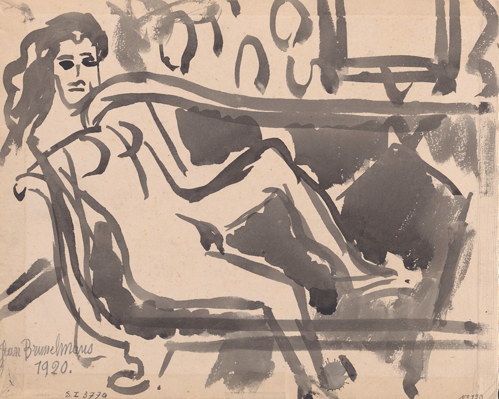 Nude woman lying on a sofa — Жан Бруссельманс