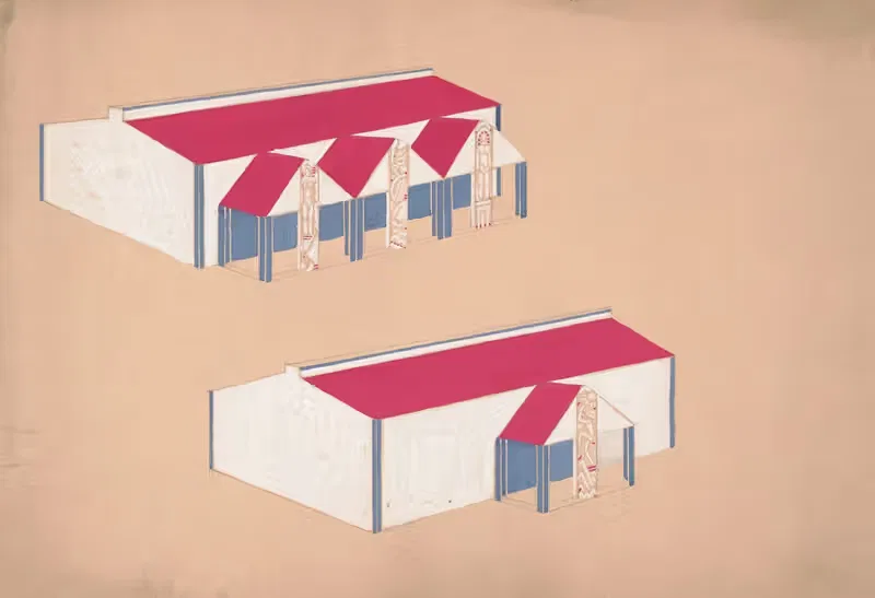 Designs for roadhouse or terrace restaurant — Winold Reiss