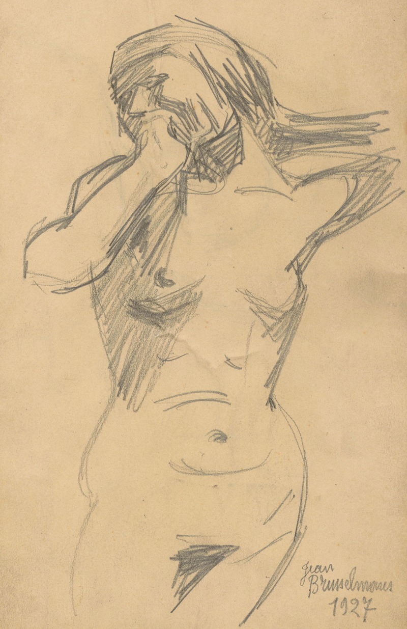 Nude woman standing, facing front by Жан Бруссельманс, 1927 — digital art print download