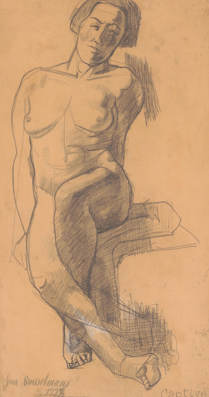 Nude woman, facing by Жан Бруссельманс, 1929 — digital art print download