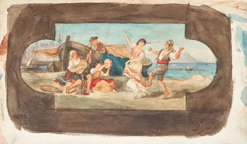 Der Tanz der Italiener – Entwurf eines Deckengemäldes — Franz von Matsch