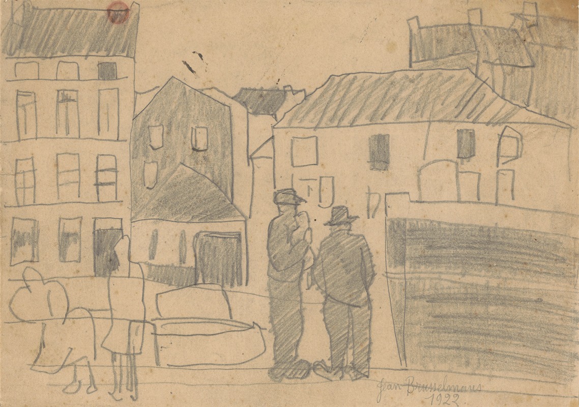 Two men conversing in a street by Жан Бруссельманс, 1922 — digital art print download