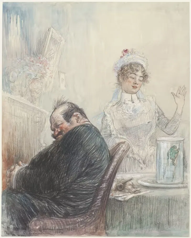 Старик и лягушка by Шарль-Люсьен Леандр, 1904 — digital art print download