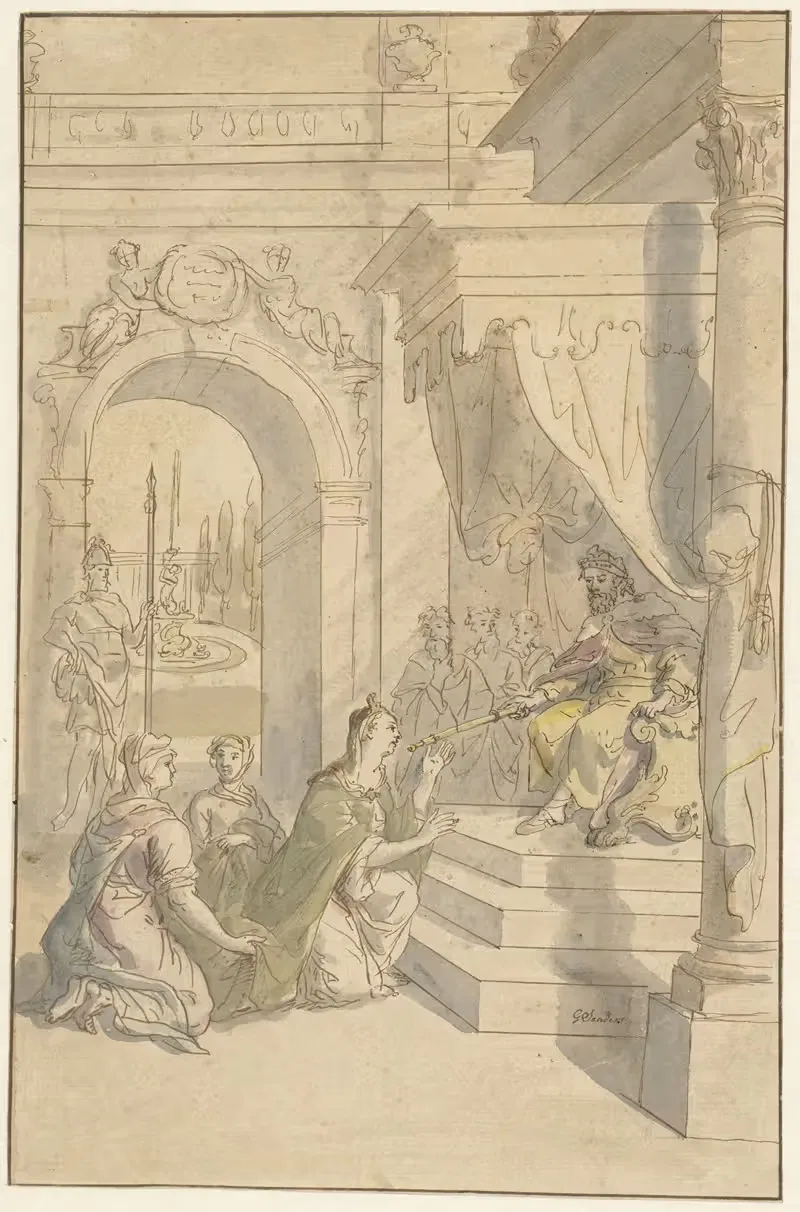 Эсфирь перед Ахашверошем by Жерар Сандерс, 1712 - 1767 — digital art print download