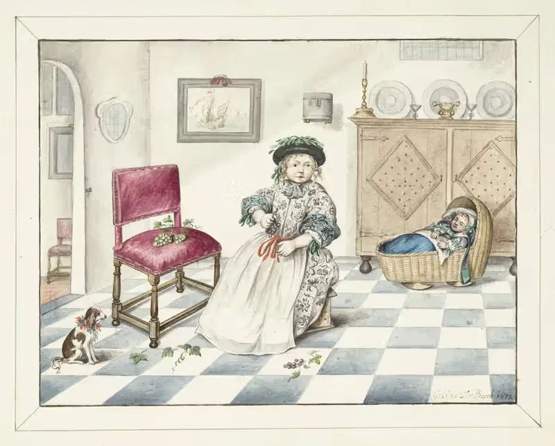 Геррит и Корнелис Шеллингер в детстве by Гезина тер Борх, 1672 — digital art print download