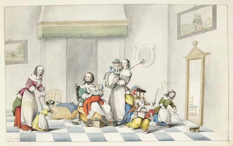 Kinderkamer met drie vrouwen en kinderen — Gesina ter Borch
