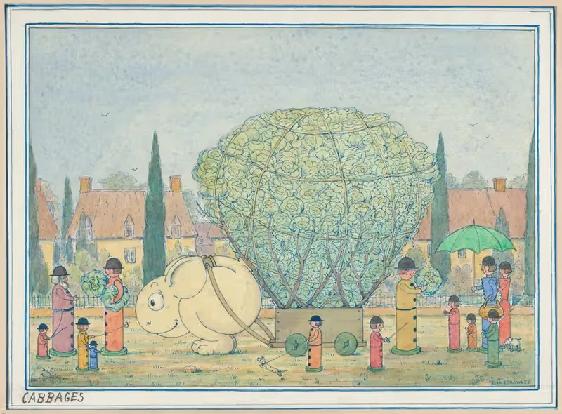 Cabbages, a 'Wiggle Much' design by Herbert Crowley — digital art print download