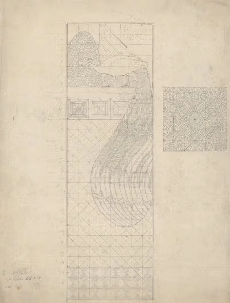 Design for Peacock Panel and a Tile by Herbert Crowley — digital art print download