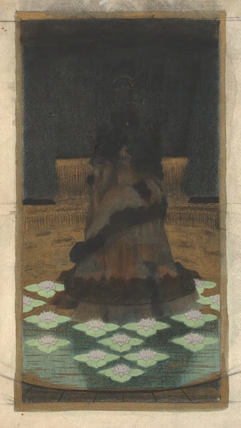 Magical Holy Mountain within a Lotus-filled Sea — Herbert Crowley