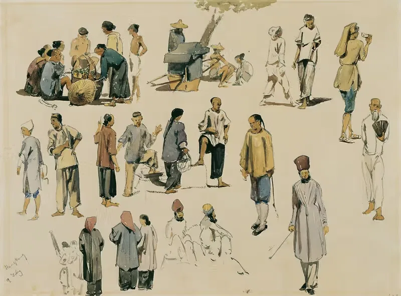 Изучение фигур китайцев by Иосиф Селлени, 1858 — digital art print download