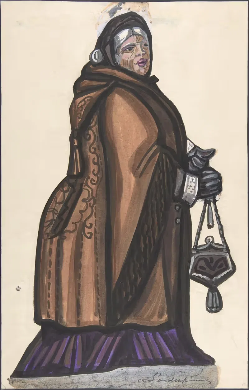 Old Woman in a Brown Coat — Sergey Yurievich Sudeikin