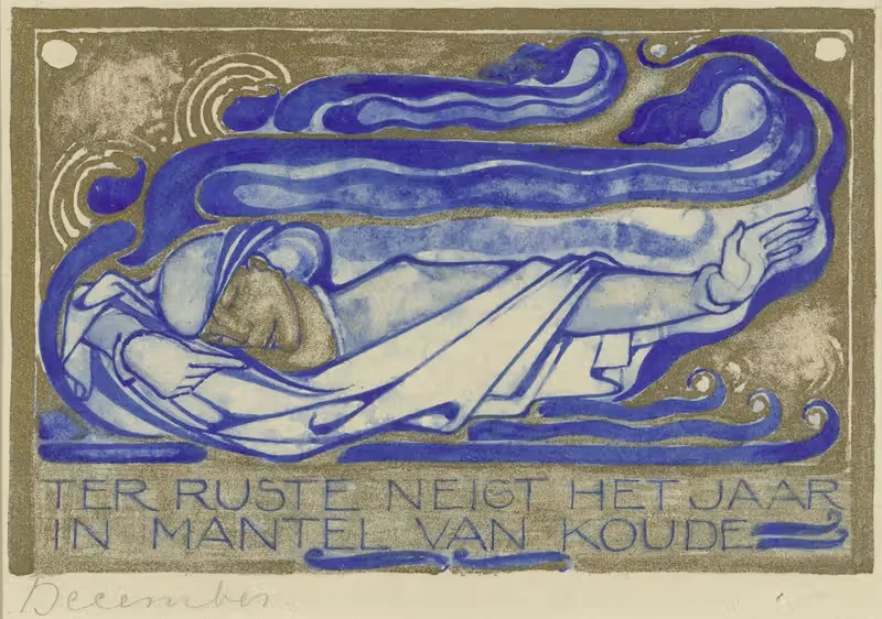 Ter ruste neigt het jaar in mantel van koude, december — Willem Arondéus