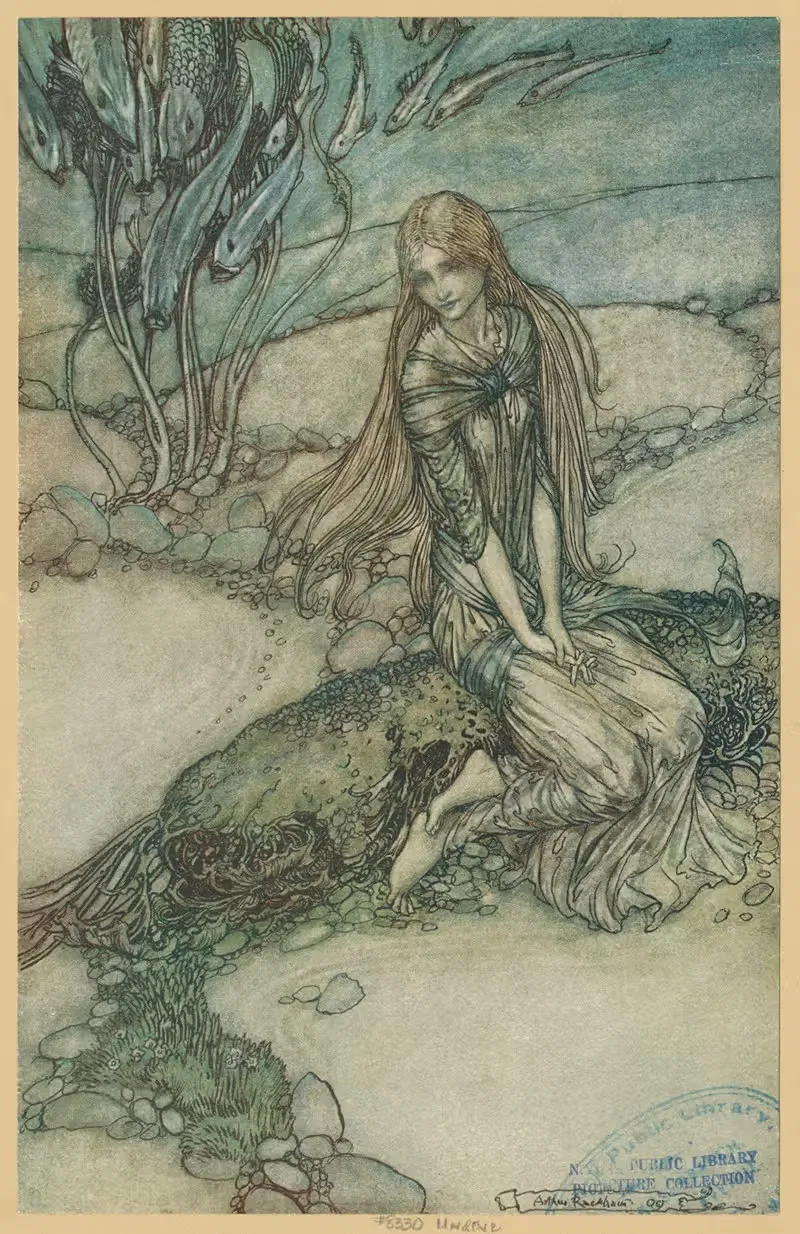 He could see Undine beneath the crystal vault — Arthur Rackham
