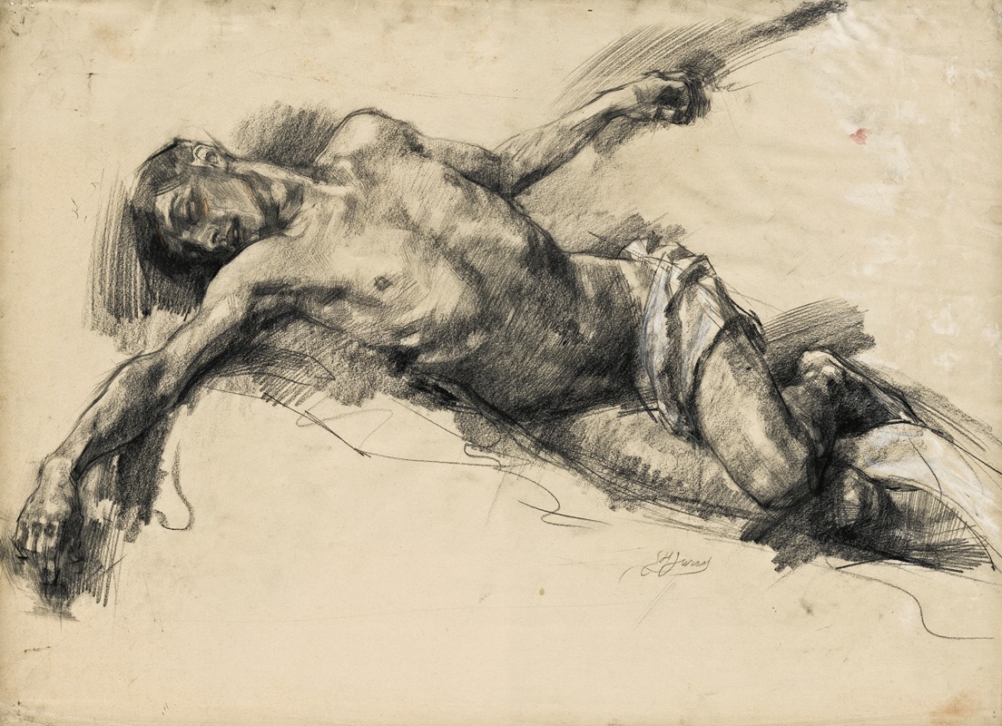 Reclining male nude — Johannes Hendricus Jurres