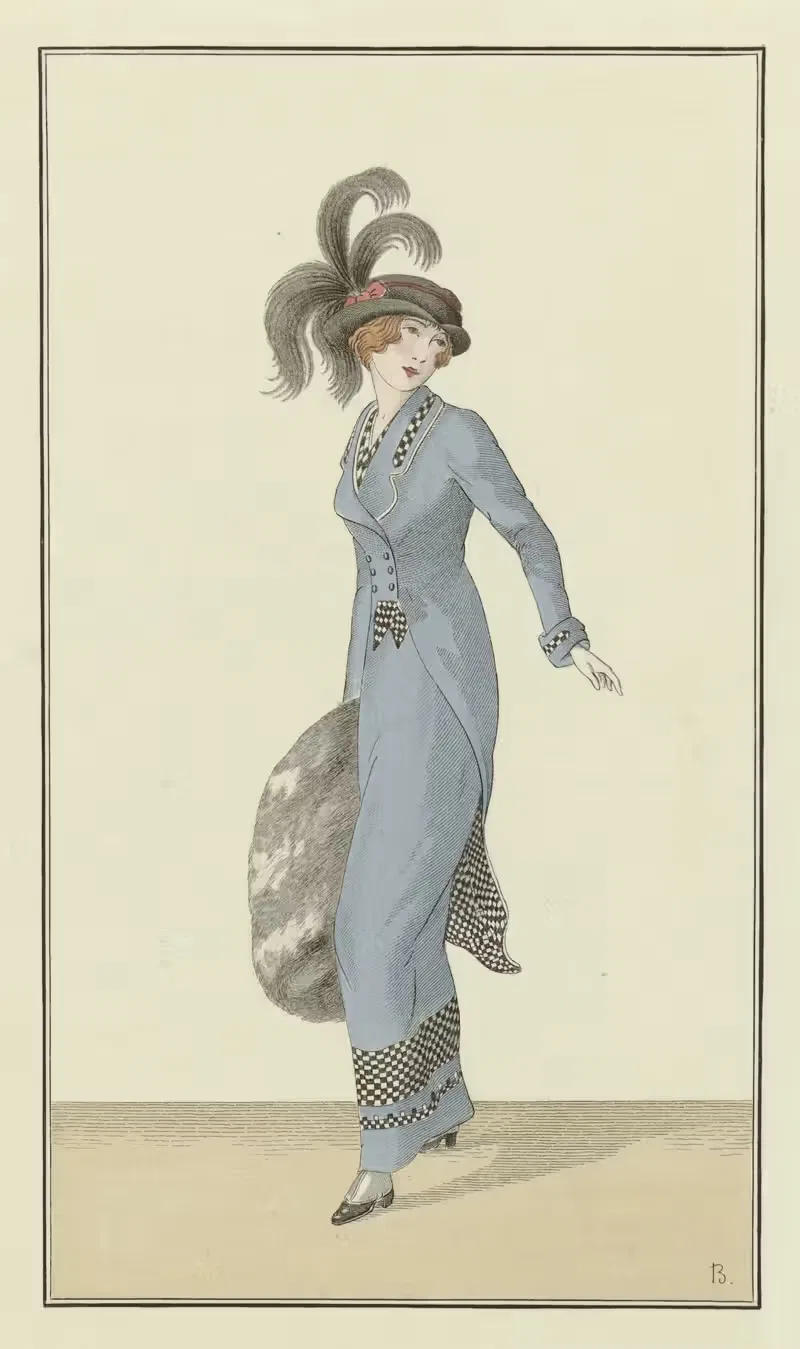 Robe en velours de laine bleu — Anonymous