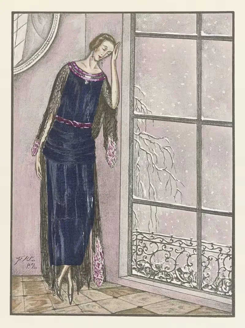 Зима приближается; Ужинное платье, от Дойе by Поль Зенкер, 1921 — digital art print download