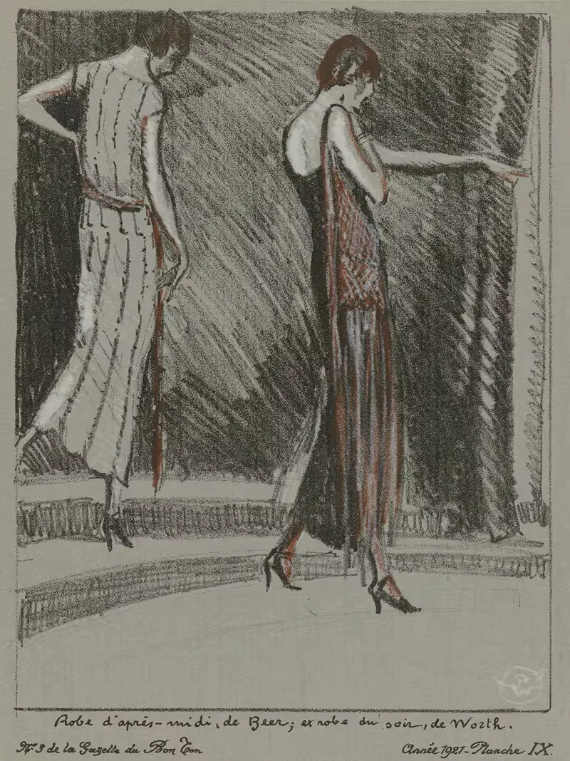 Robe d'après-midi, de Beer; et robe du soir, de Worth. — Porter Woodruff