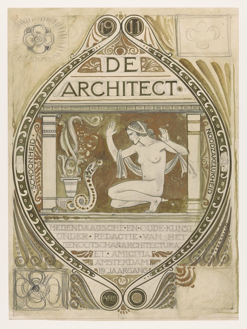 Ontwerp voor de omslag van De Architect by Ричард Николаус Роланд Хольст, 1878 - 1938 — digital art print download