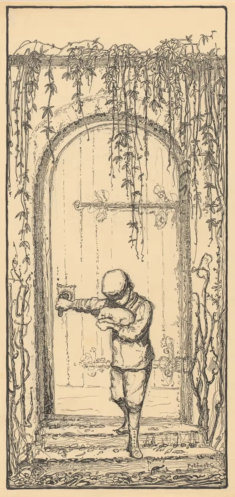 Мальчик с кошкой у двери by Виллем Потаст, 1887 - 1916 — digital art print download