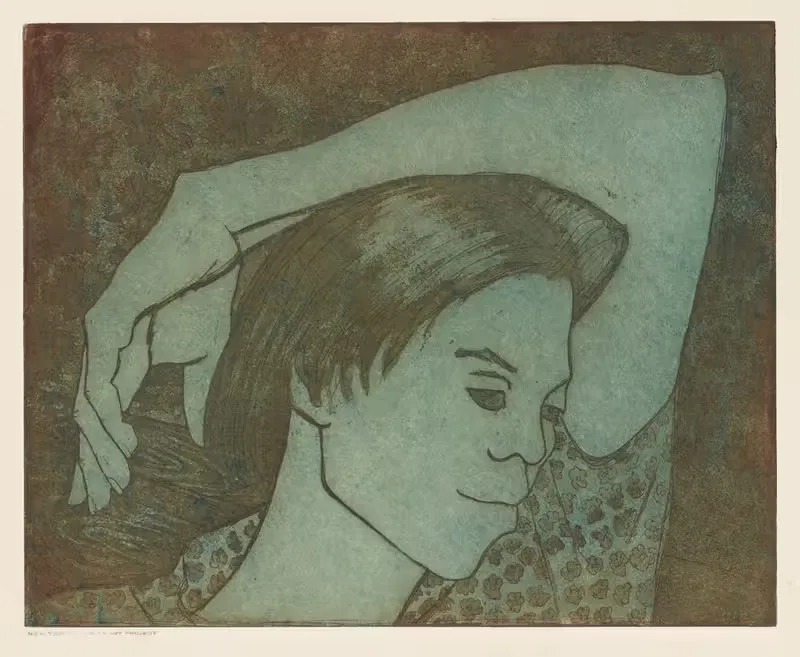 Женщина с рукой на голове by Аноним, 1935 - 1937 — digital art print download