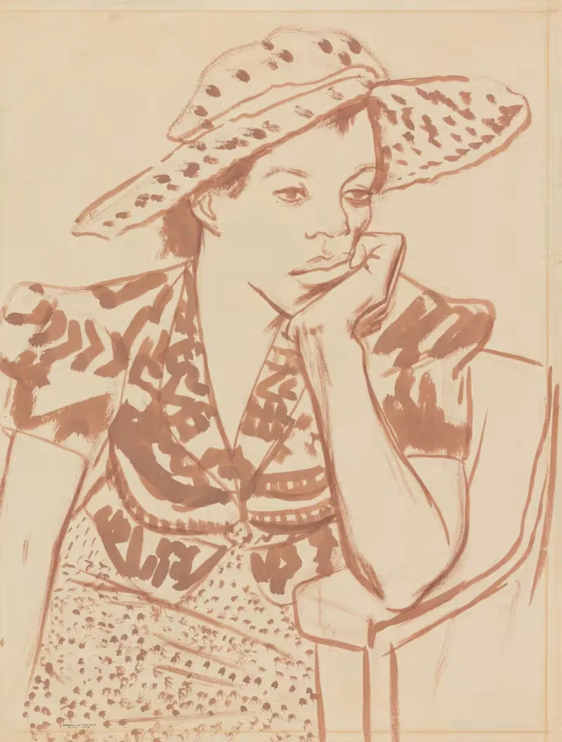Сидящая женщина в шляпе в студии by Бланш Грамбс, 1935 - 1943 — digital art print download
