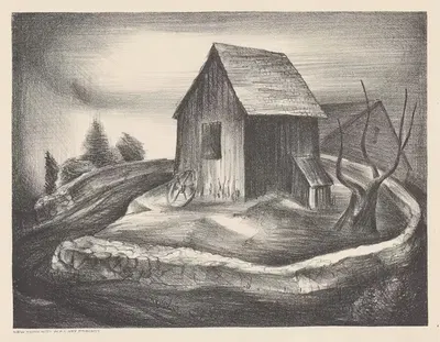 Сарай и дерево by Чарльз Генри Олстон, 1940 — digital art print download