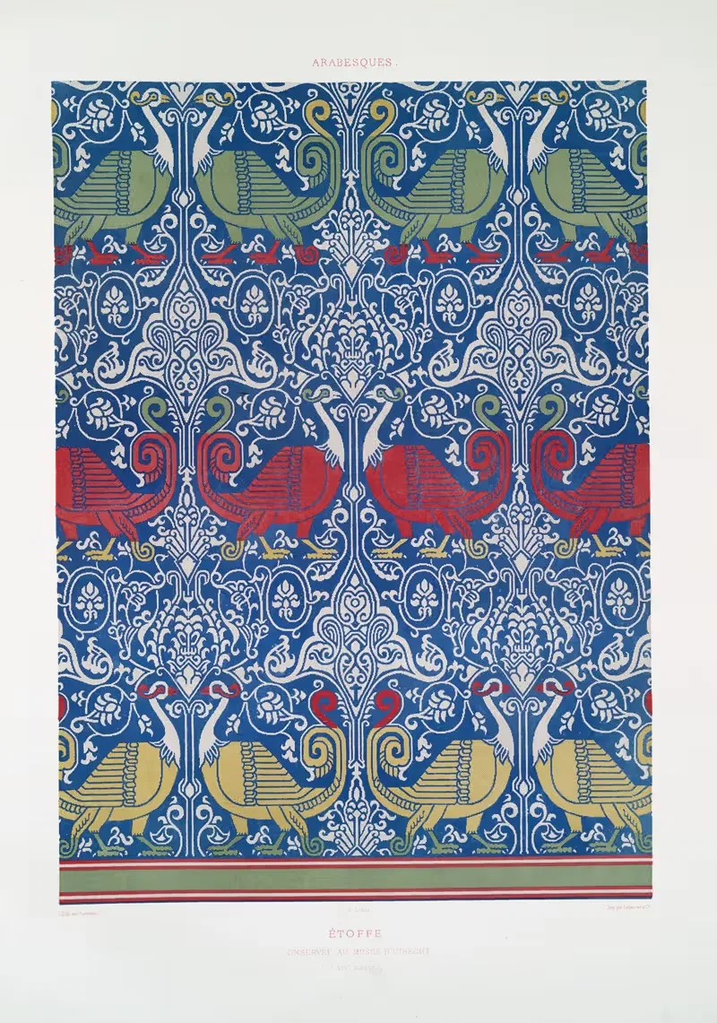 Arabesques; étoffe conservée au musée 'Utrecht (XIVe. siècle) — Émile Prisse d'Avennes