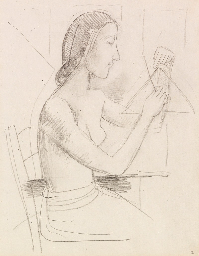 Girl with a triangle by Карл Хофер, 1936-1944 — digital art print download