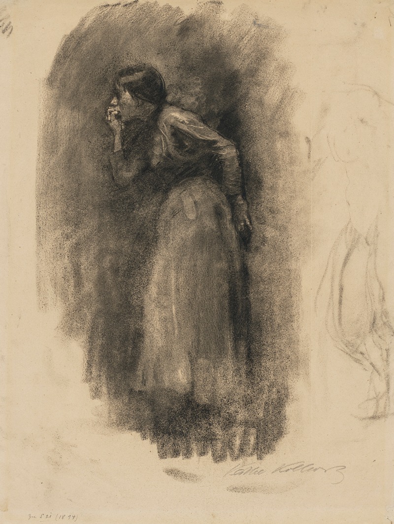 Stehende Frau, nach links by Кэтэ Кольвиц, 1888 — digital art print download