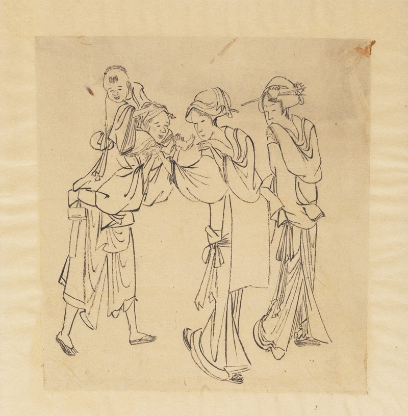 Man, Two Women, and Child — Кацусика Хокусай