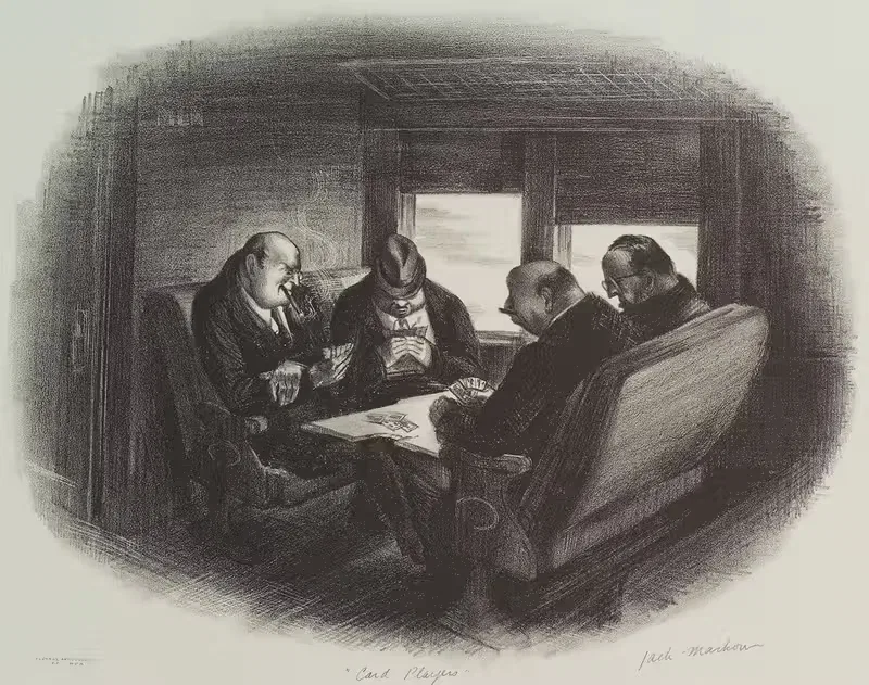 Card players by Jack Markow, 1937 — digital art print download