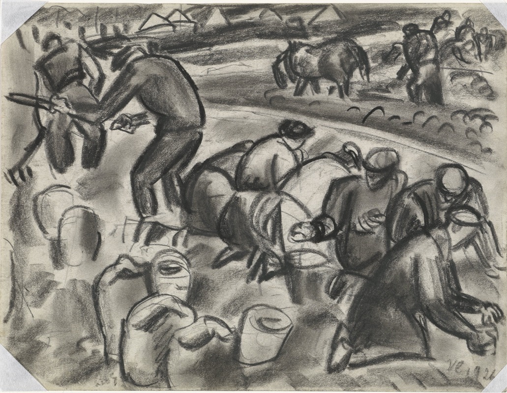 Aardappelrooiers op het land by Лео Гестел, 1926 — digital art print download