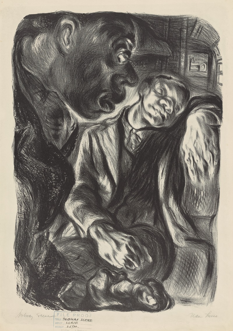 Сцена в метро by Нан Лури, 1935 - 1943 — digital art print download
