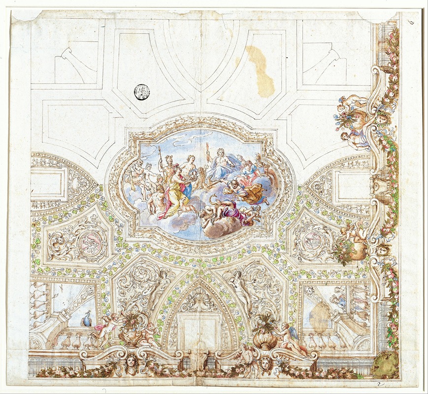 Composition Study for a Ceiling Decoration by Giacinto Calandrucci, 1680 — digital art print download