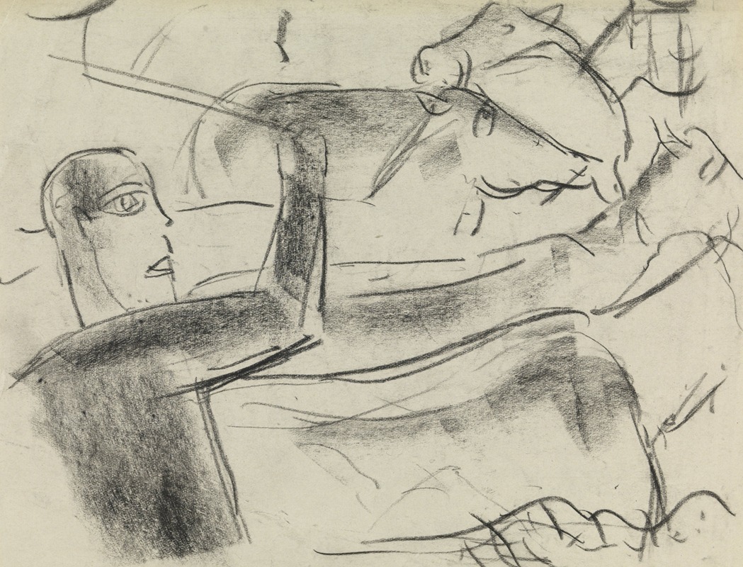 Jongen, die het koeien voortdrijft — Leo Gestel