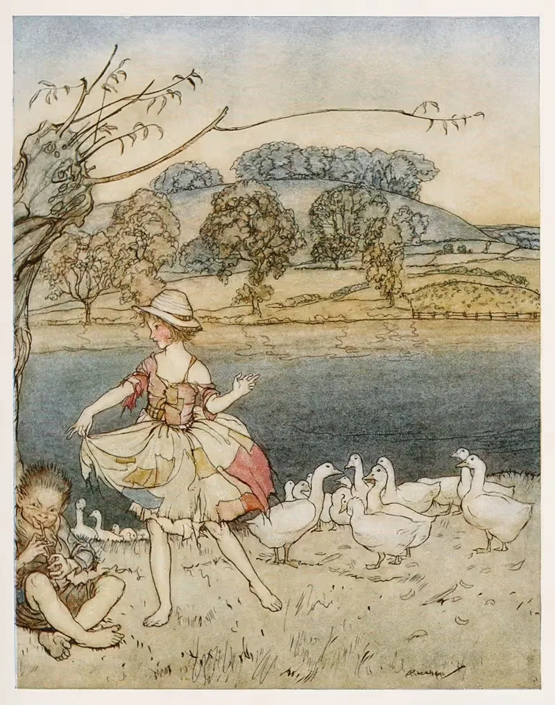 Таттеркоутс танцует, пока гусар играет на дудке by Артур Рэкхэм, 1927 — digital art print download