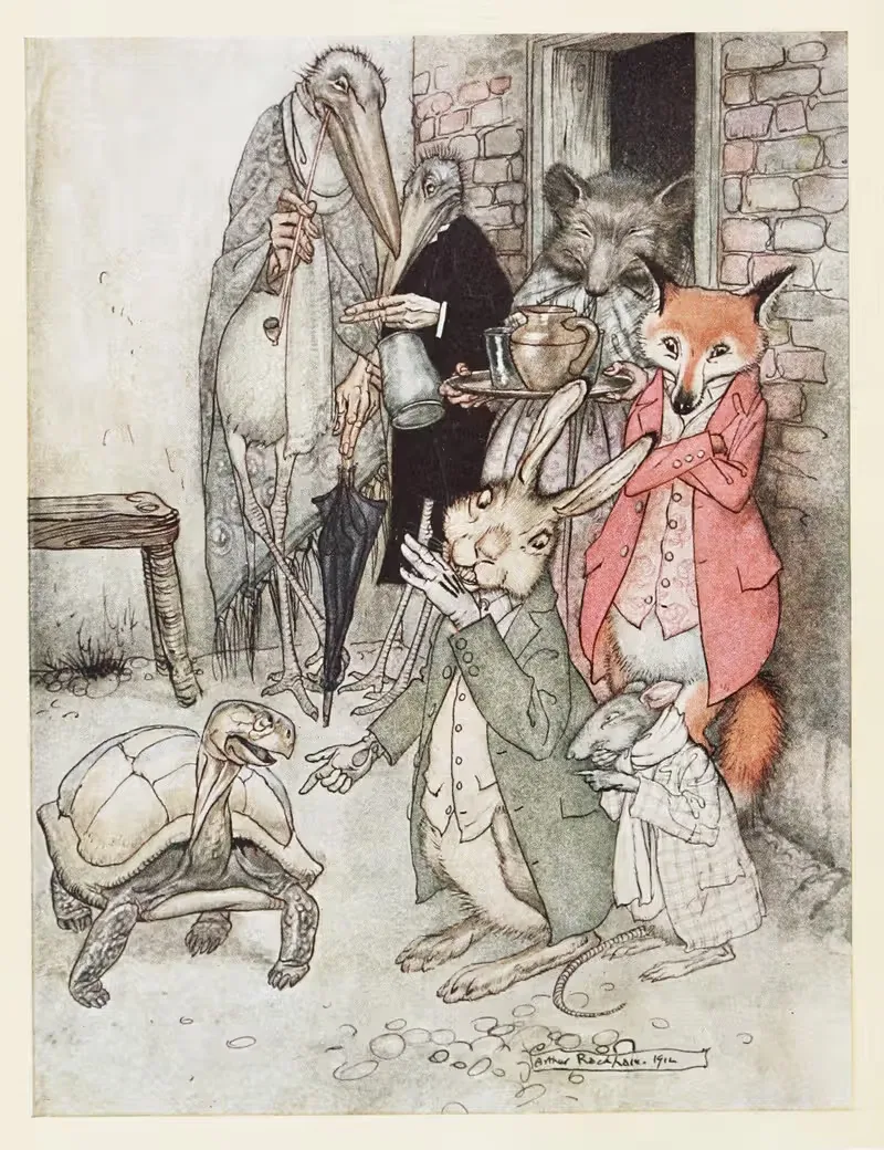 The Hare and the Tortoise by Arthur Rackham, 1912 — digital art print download