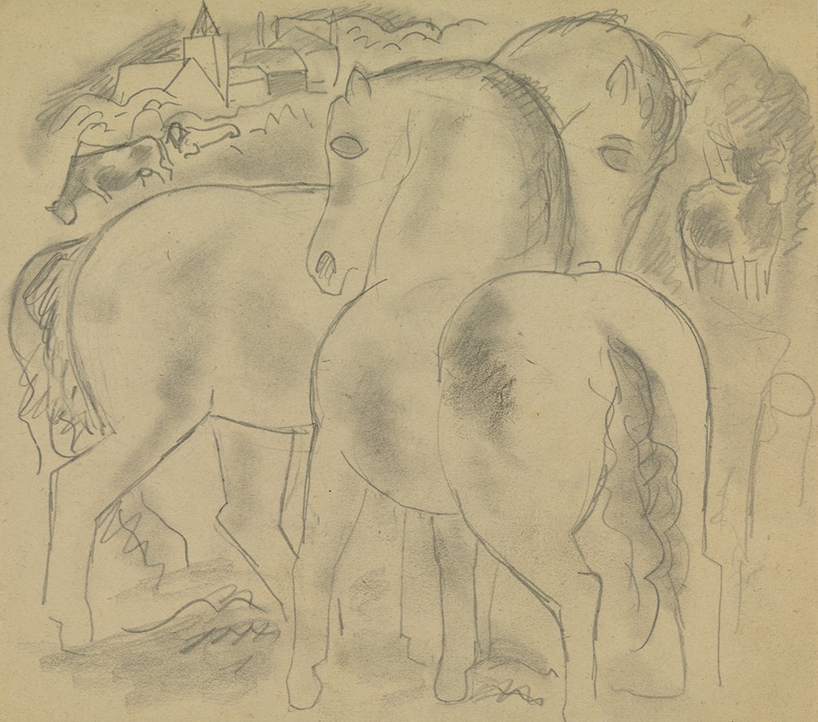 Landschap met paarden by Лео Гестел — digital art print download