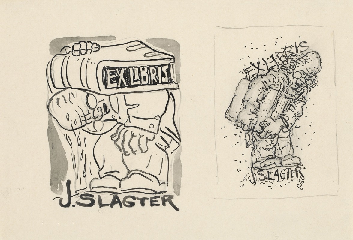 Ontwerp ex libris voor J. Slagter by Лео Гестел — digital art print download