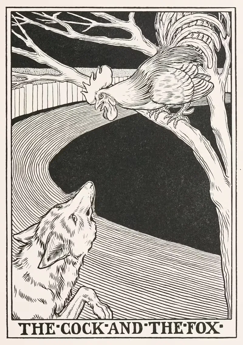 Петух и лиса by Перси Дж. Биллингхёрст, 1900 — digital art print download